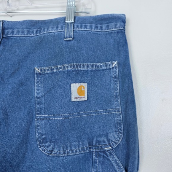 Carhartt Dungaree Fit Carpenter Jeans Mens 41x31 Blue Denim Work Pants 382-83 - Picture 3 of 10